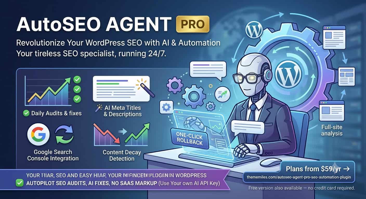 WordPress SEO automation plugin dashboard